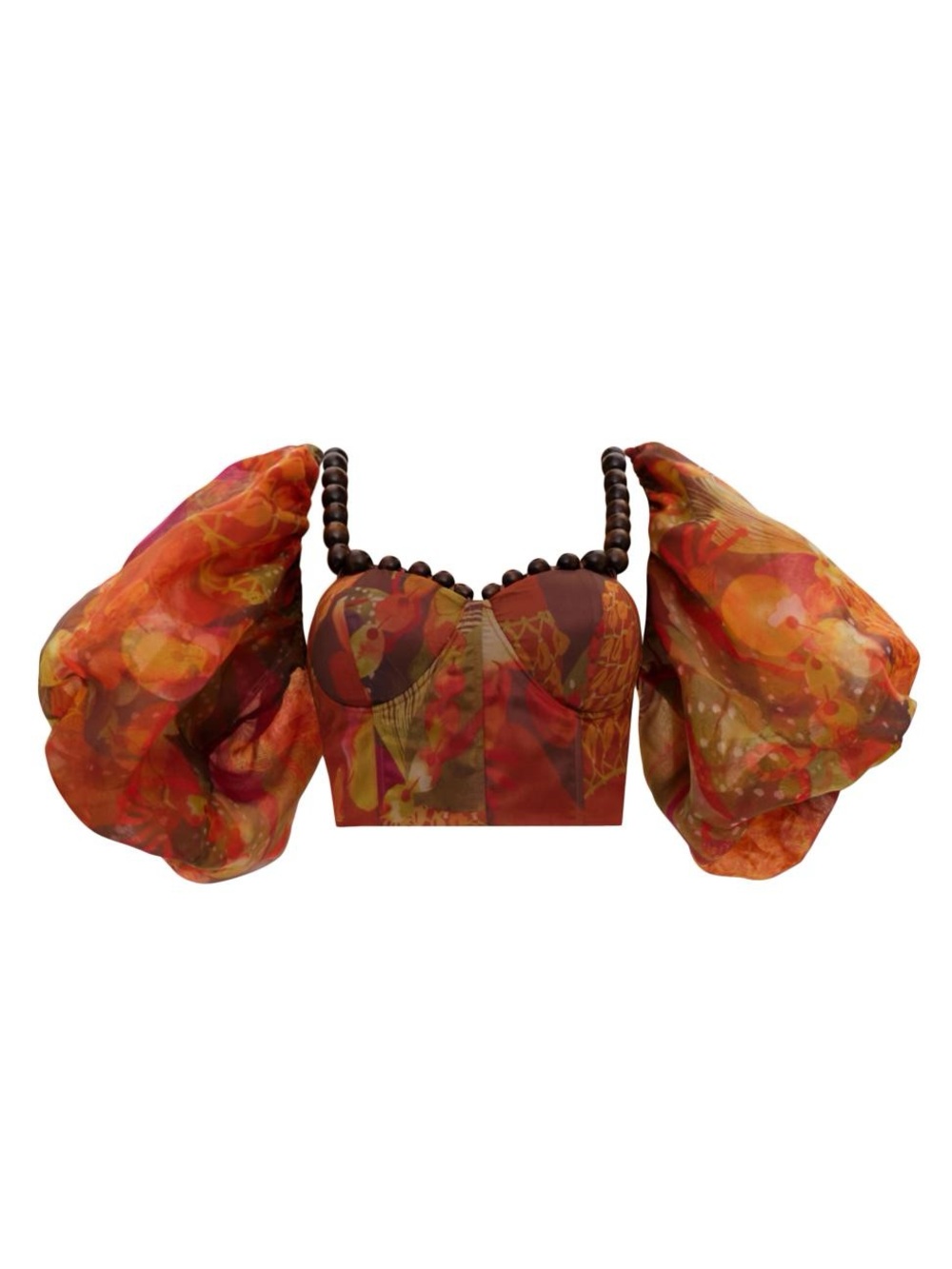 Andrea Iyamah Omma Floral Corset Crop Top XS